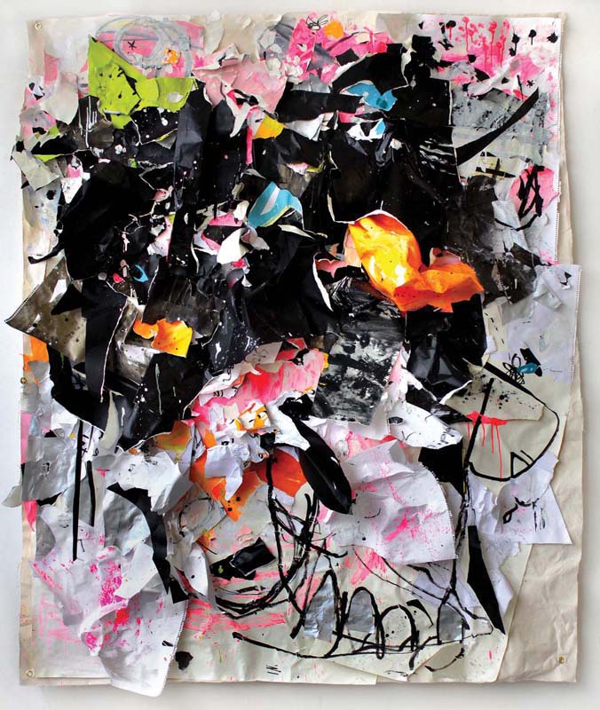 82 (vertical) x 69 (horizontal)x9 inches acrylic, marker and acid-free paper on canvas 2013