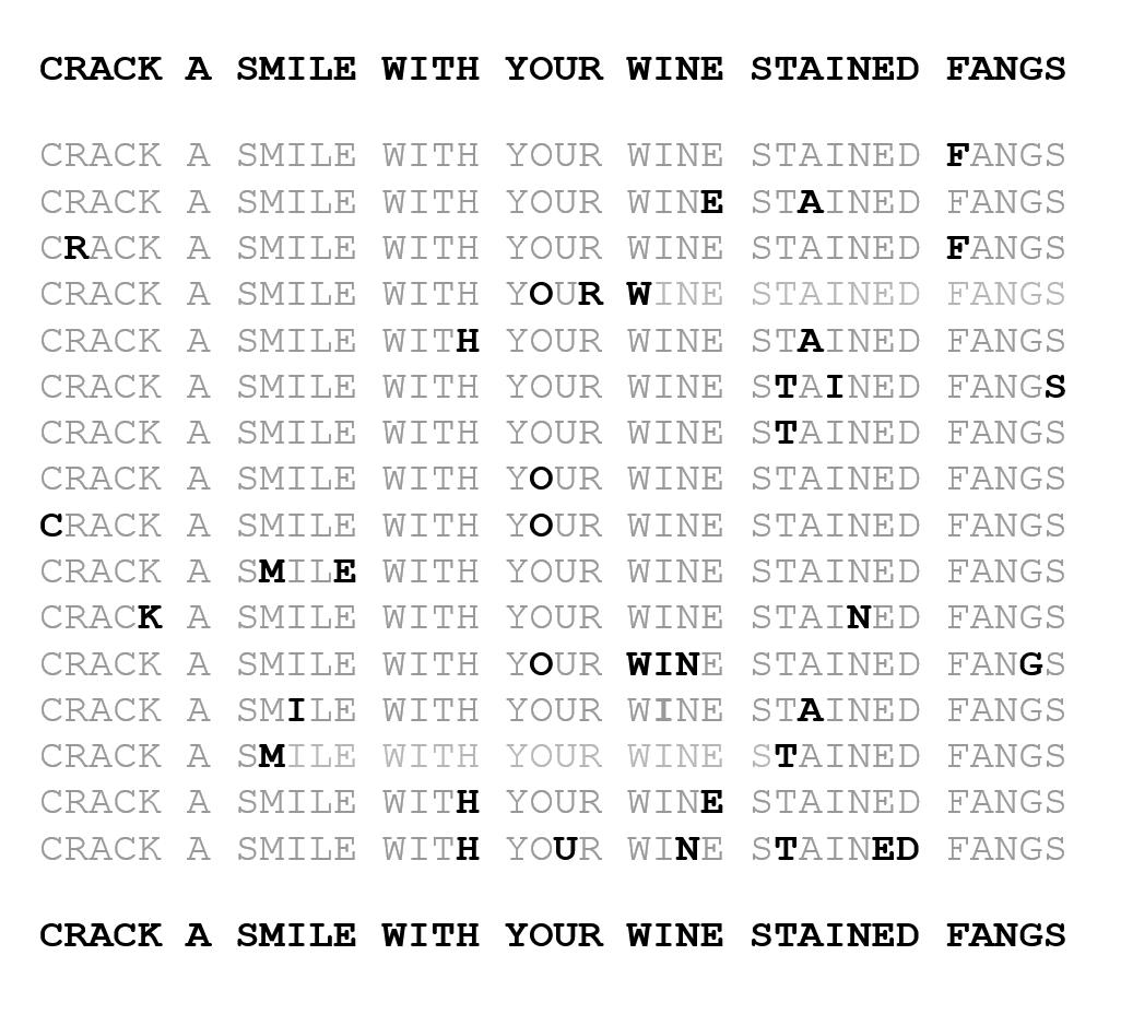 crack a smile with your wine stained fangs